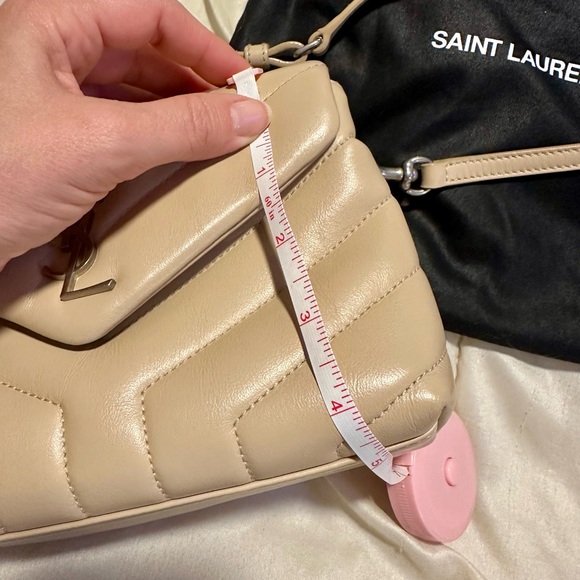 YSL Pouch Monogramme Leather Quilted Crossbody/ Shoulder bag Beige -authenticity - Picture 10 of 11